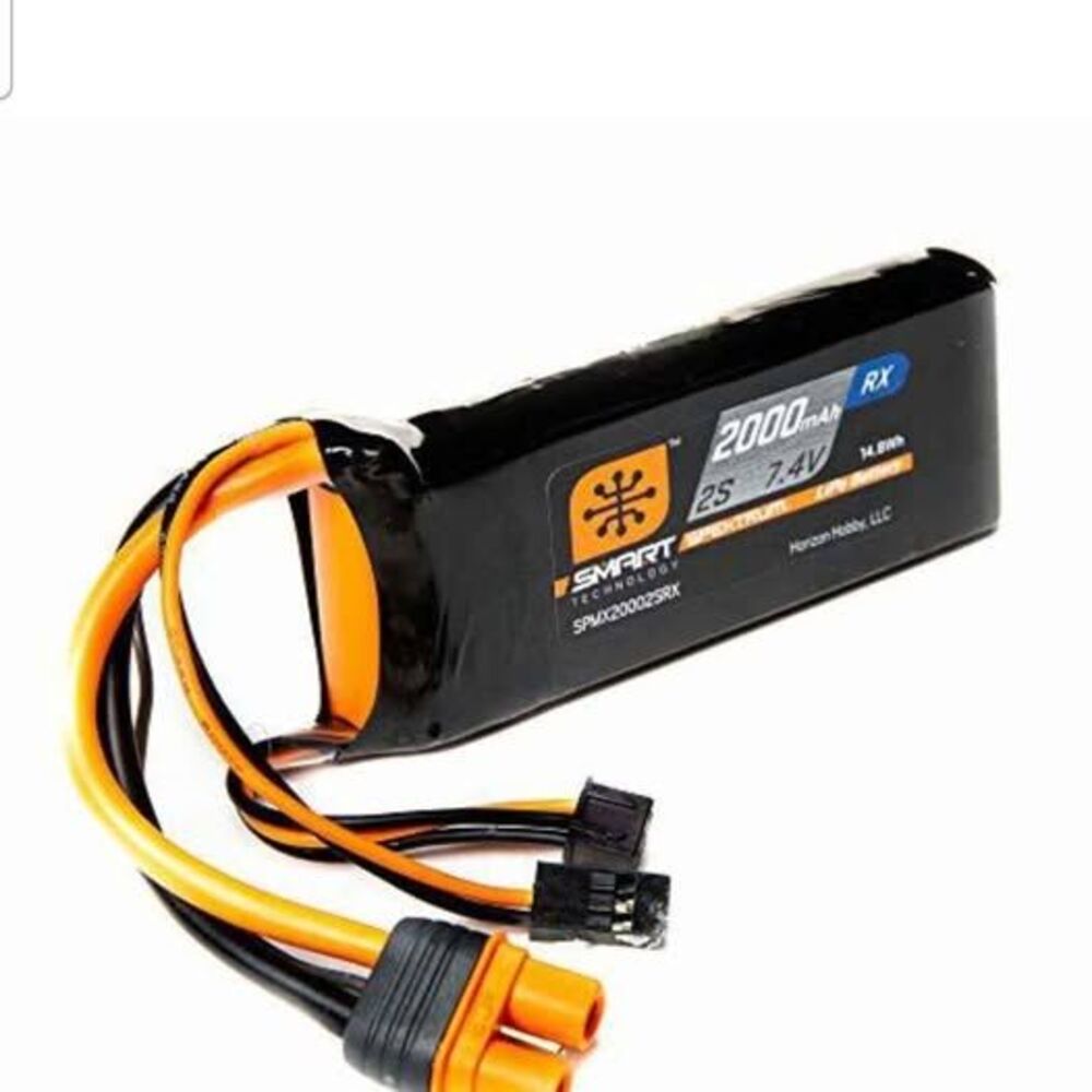 New. Spektrum 7.4V 2000mAh 2S 15C Smart LiPo Receiver Battery: Universal Receive